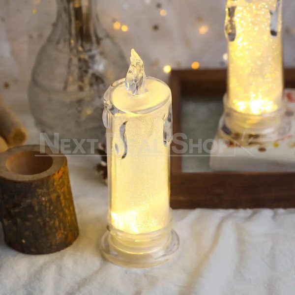 2 Pcs - Elegant LED Warm White Crystal Centerpiece Candle - Image 2