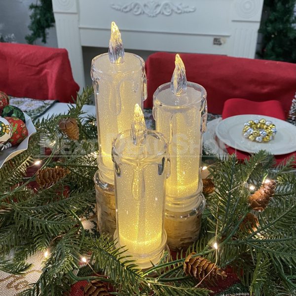 2 Pcs - Elegant LED Warm White Crystal Centerpiece Candle - Image 4