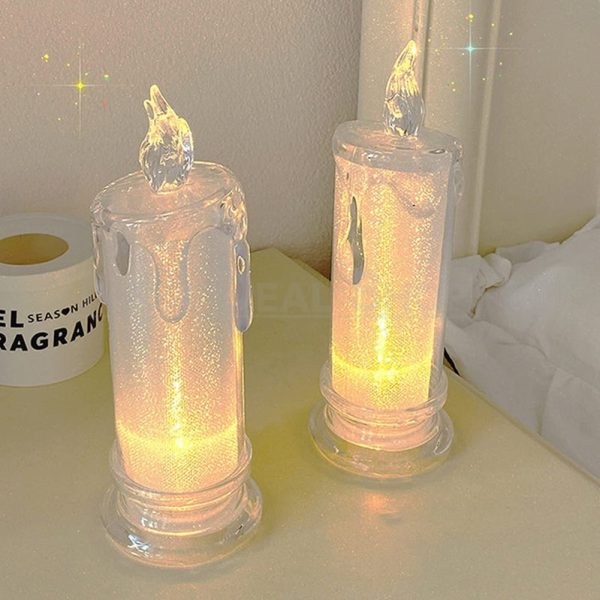 2 Pcs - Elegant LED Warm White Crystal Centerpiece Candle - Image 8