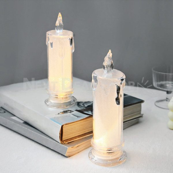 2 Pcs - Elegant LED Warm White Crystal Centerpiece Candle - Image 10