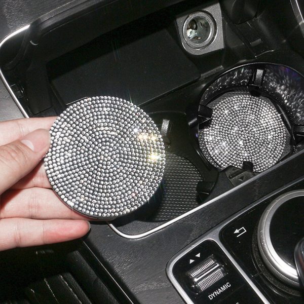 2 Pcs - Sparkly Rhinestone Car Coaster - Image 2