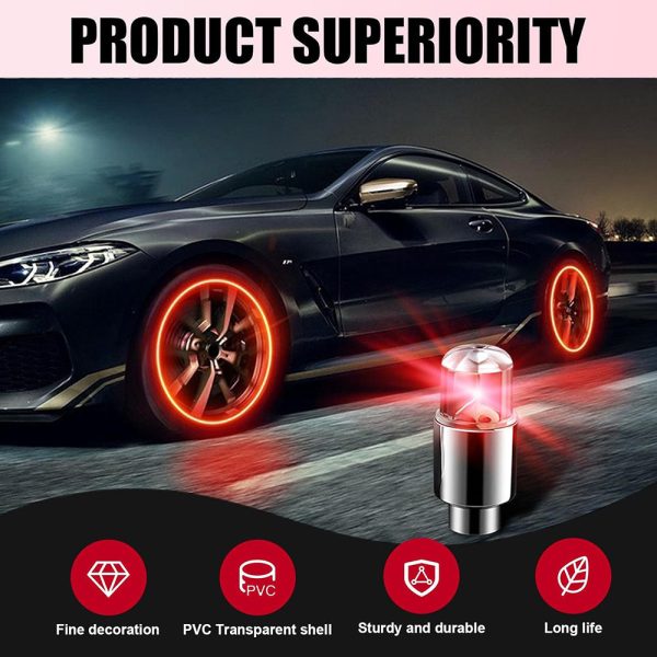 4 Pcs - Car Tire Valve Cap Light - Image 2