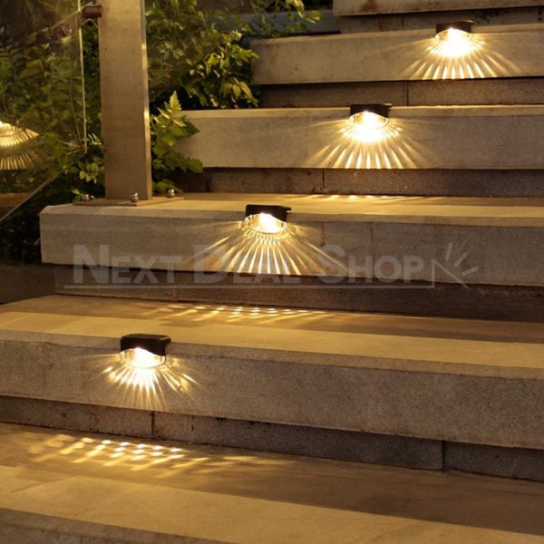 4 Pcs - Solar Powered Sunbeam Pattern Stair Light - Image 3