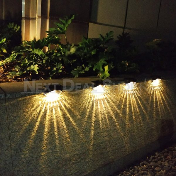 4 Pcs - Solar Powered Sunbeam Pattern Stair Light - Image 4