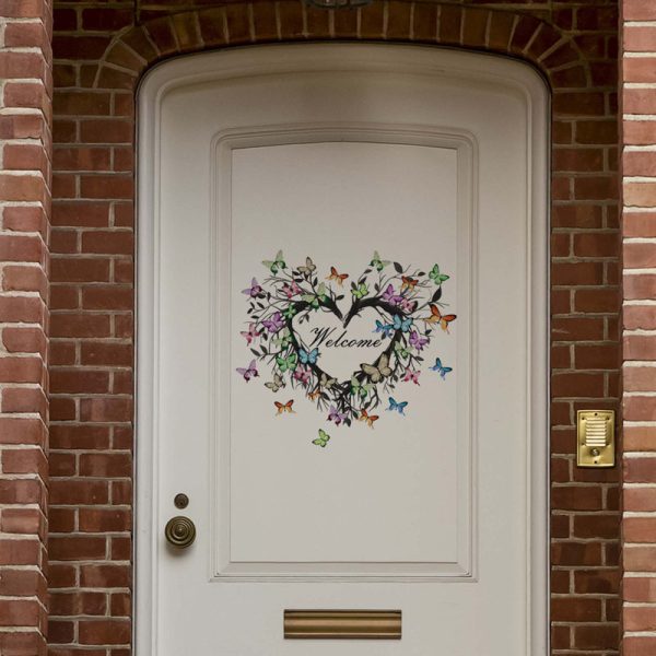 Butterfly Welcome Wreath Door Sticker - Image 3