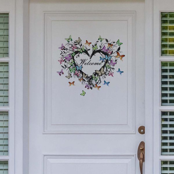 Butterfly Welcome Wreath Door Sticker - Image 4