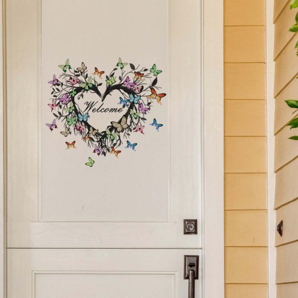 Butterfly Welcome Wreath Door Sticker - Image 5