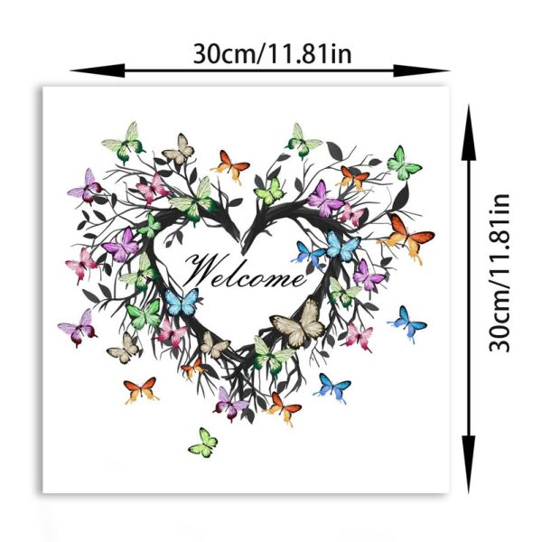 Butterfly Welcome Wreath Door Sticker - Image 6