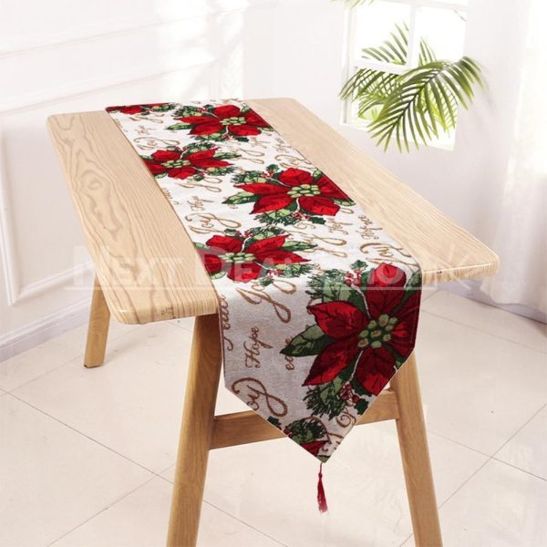 Linen Blend Decorative Table Runner with Tassels