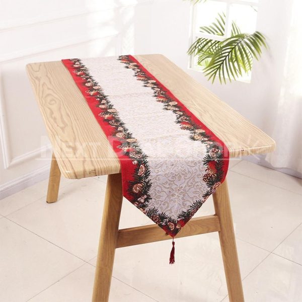 Linen Blend Decorative Table Runner with Tassels - Image 11