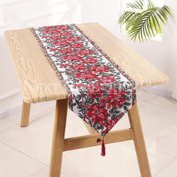 Linen Blend Decorative Table Runner with Tassels - Image 5