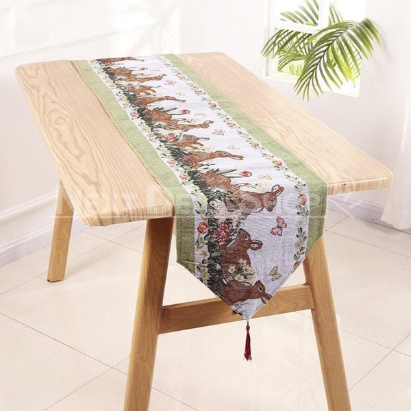 Linen Blend Decorative Table Runner with Tassels - Image 6