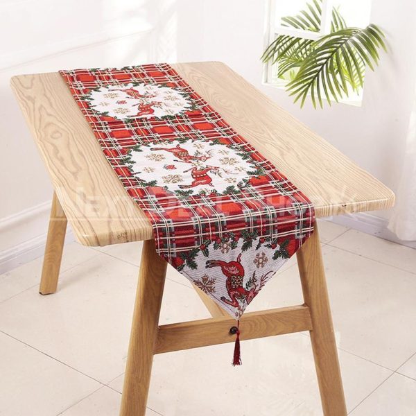 Linen Blend Decorative Table Runner with Tassels - Image 7