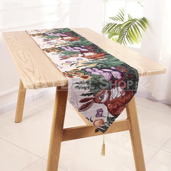 Linen Blend Decorative Table Runner with Tassels - Image 9