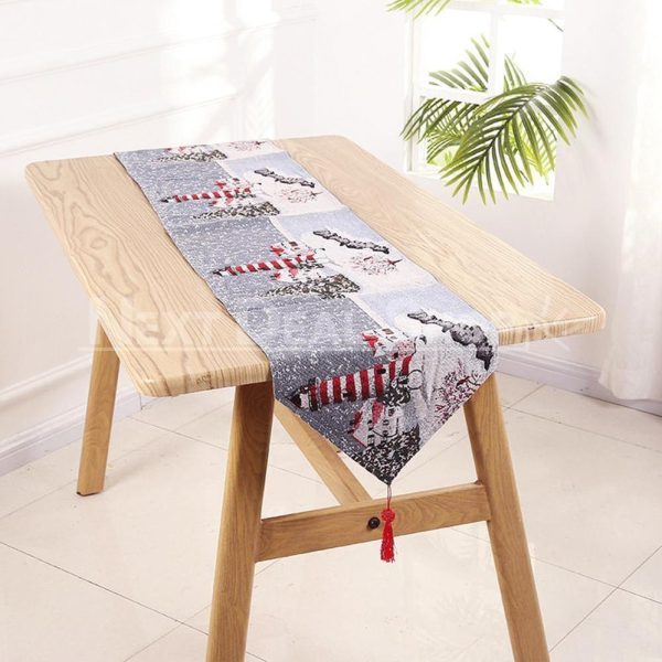 Linen Blend Decorative Table Runner with Tassels - Image 10